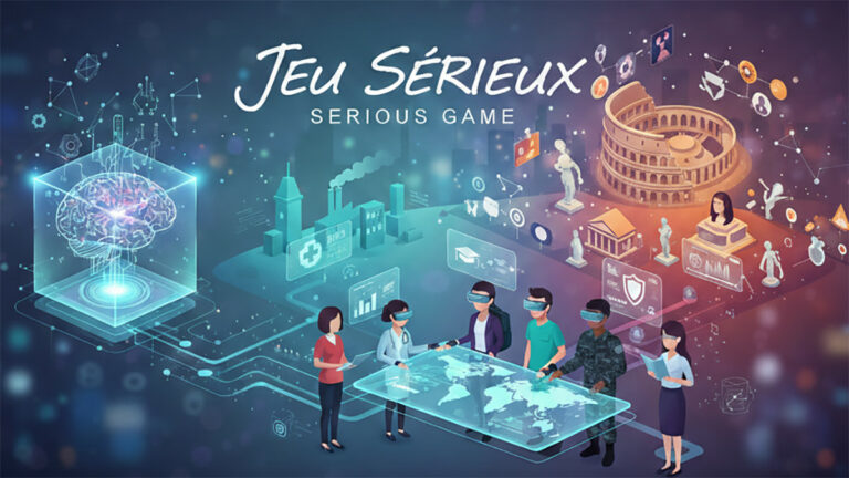Une illustration du Jeu Sérieux mêlant culture, technologie et collaboration.
